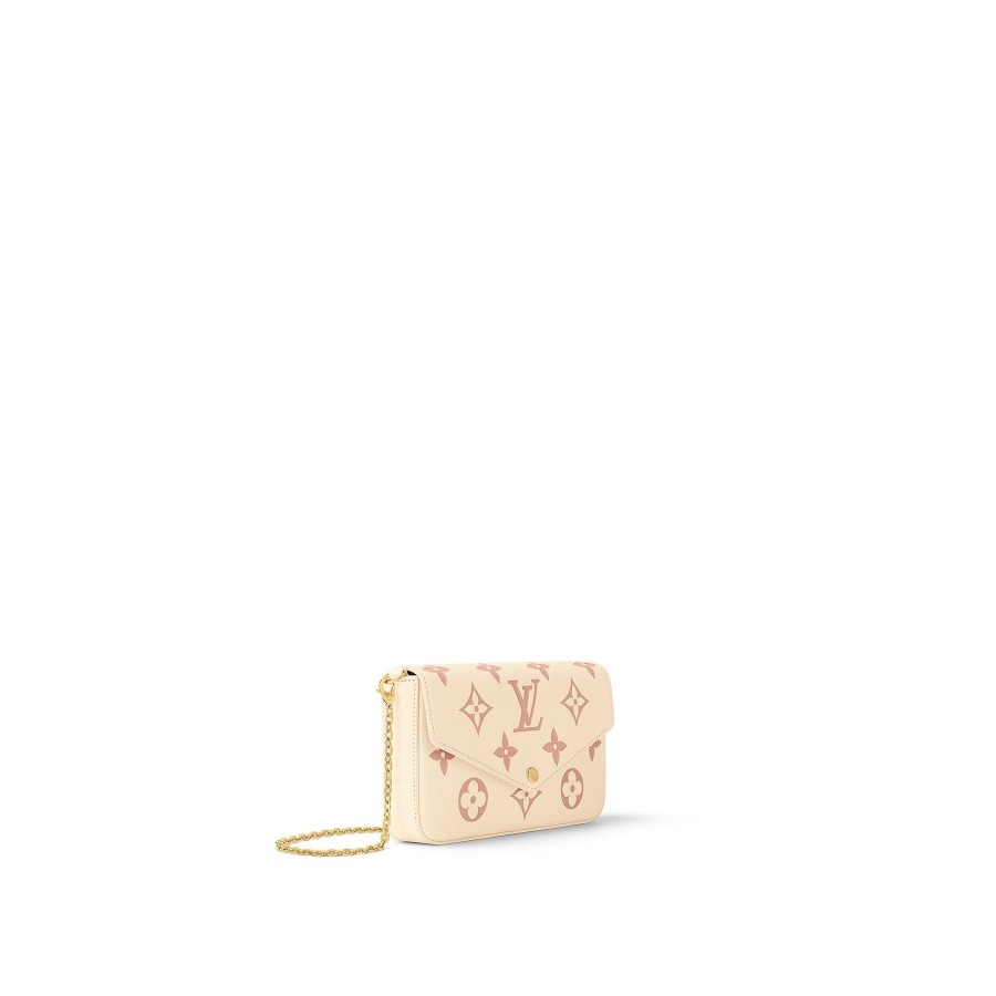 Women Louis Vuitton Chain Wallets | Felicie Pochette Creme/Rose Trianon