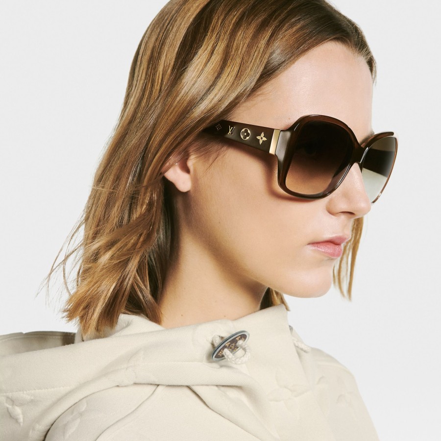 Women Louis Vuitton Sunglasses | Lv Obsession Round Sunglasses Brown Glitter