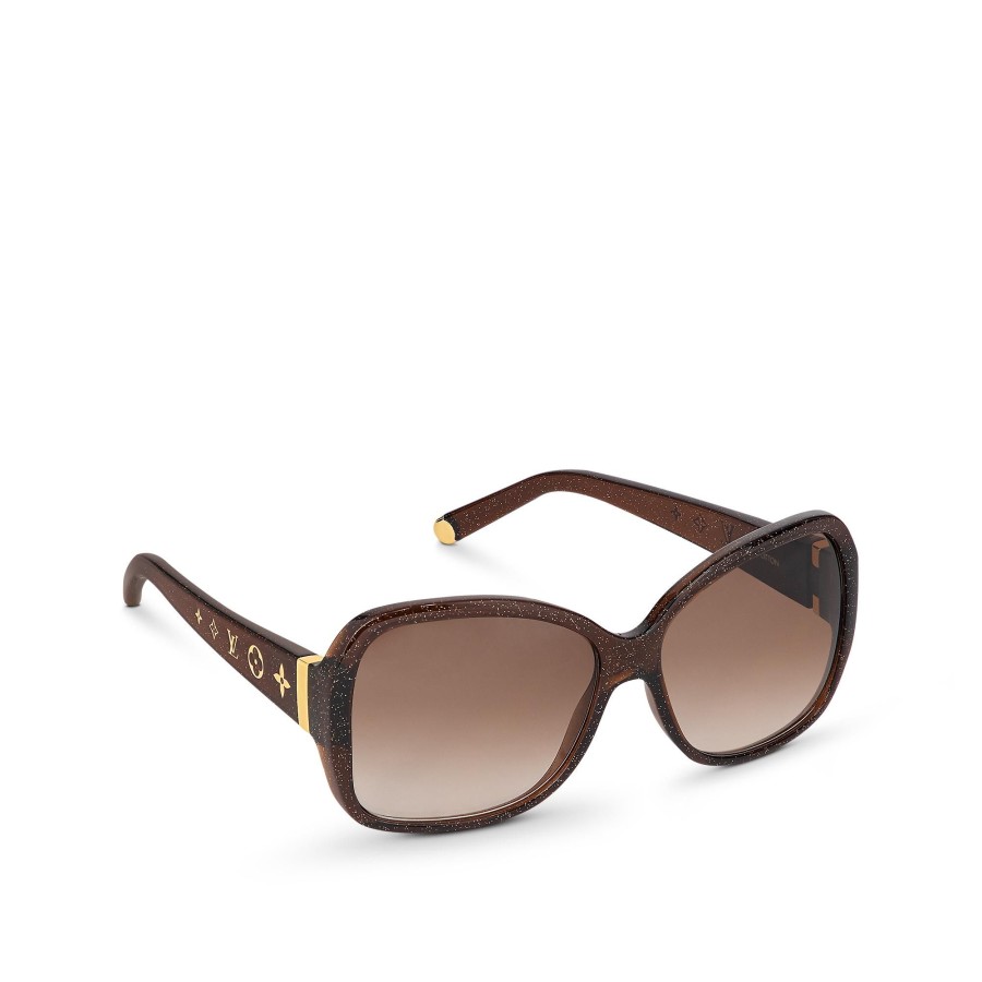 Women Louis Vuitton Sunglasses | Lv Obsession Round Sunglasses Brown Glitter