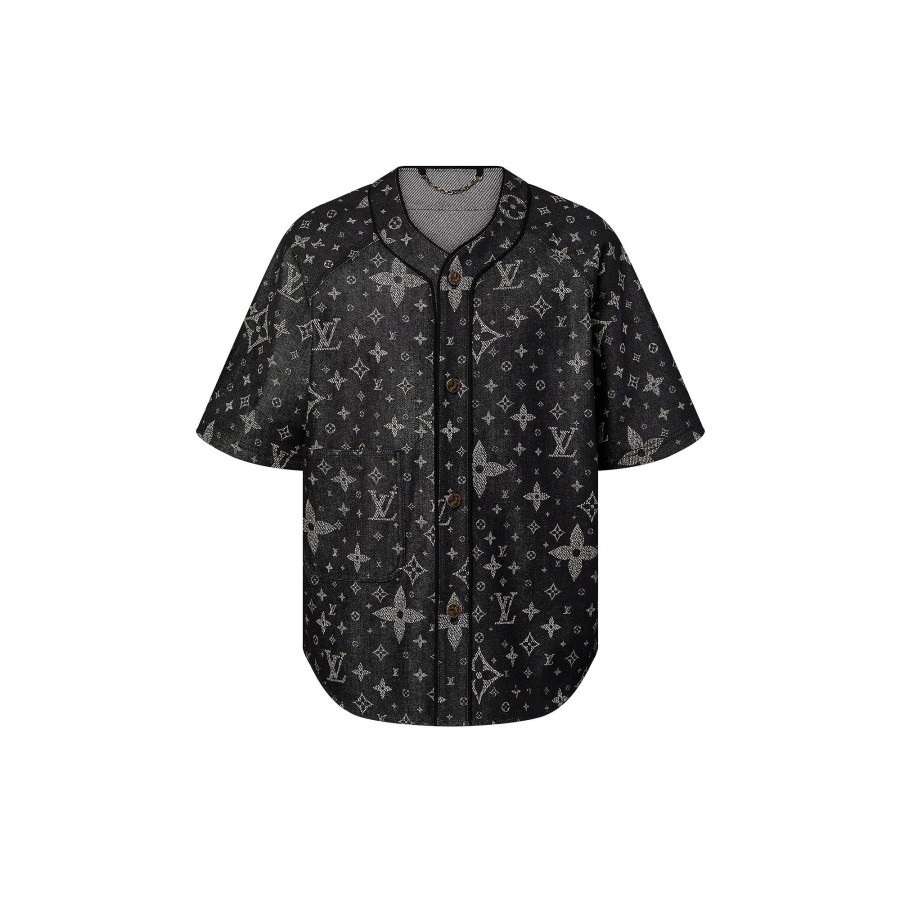 Men Louis Vuitton Shirts | Monogram Denim Baseball Shirt