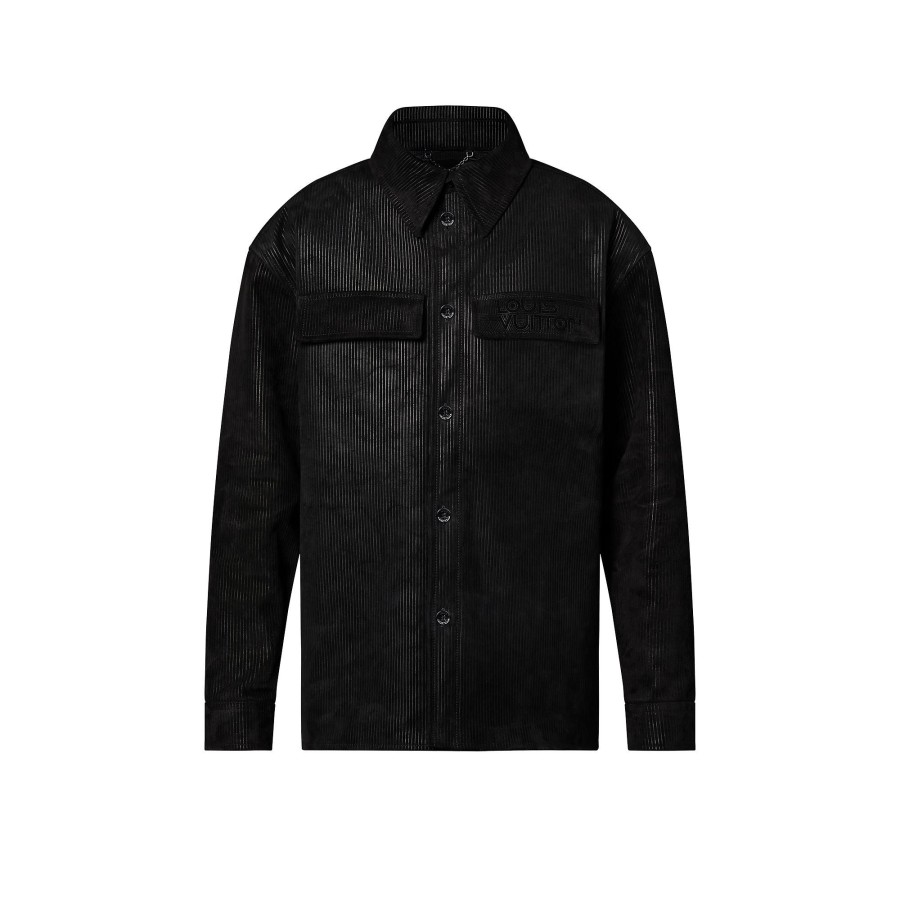 Men Louis Vuitton Shirts | Corduroy-Effect Suede Overshirt