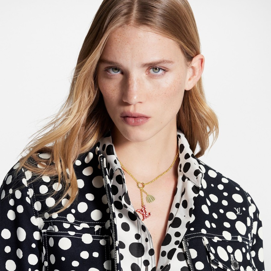 Women Louis Vuitton Necklaces And Pendants | Lv X Yk Lv Iconic Infinity Dots Necklace Red White