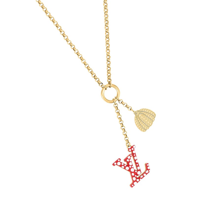 Women Louis Vuitton Necklaces And Pendants | Lv X Yk Lv Iconic Infinity Dots Necklace Red White