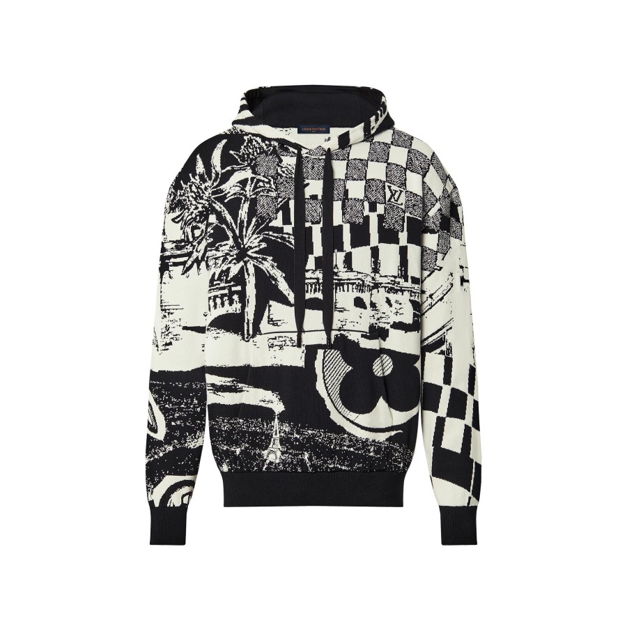 Men Louis Vuitton Knitwear And Sweatshirts | Parisian Collage Jacquard Hoodie