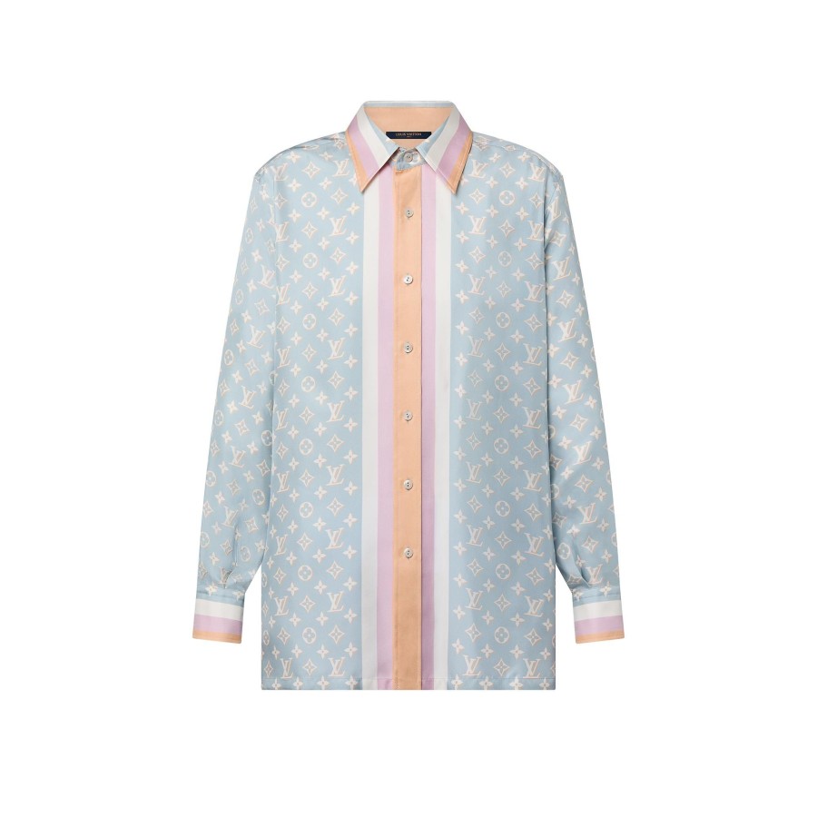 Women Louis Vuitton Tops | Stripe Accent Monogram Pajama Shirt