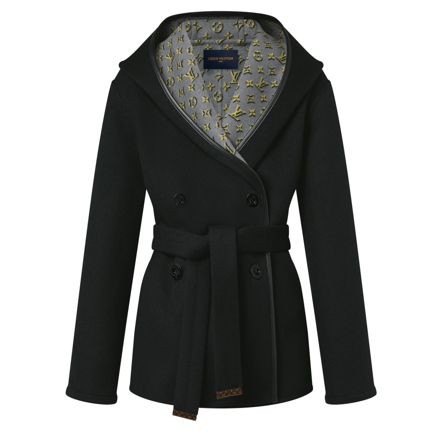 Women Louis Vuitton Coats And Jackets | 3D Monogram Double-Breasted Wrap Coat Metal Noir