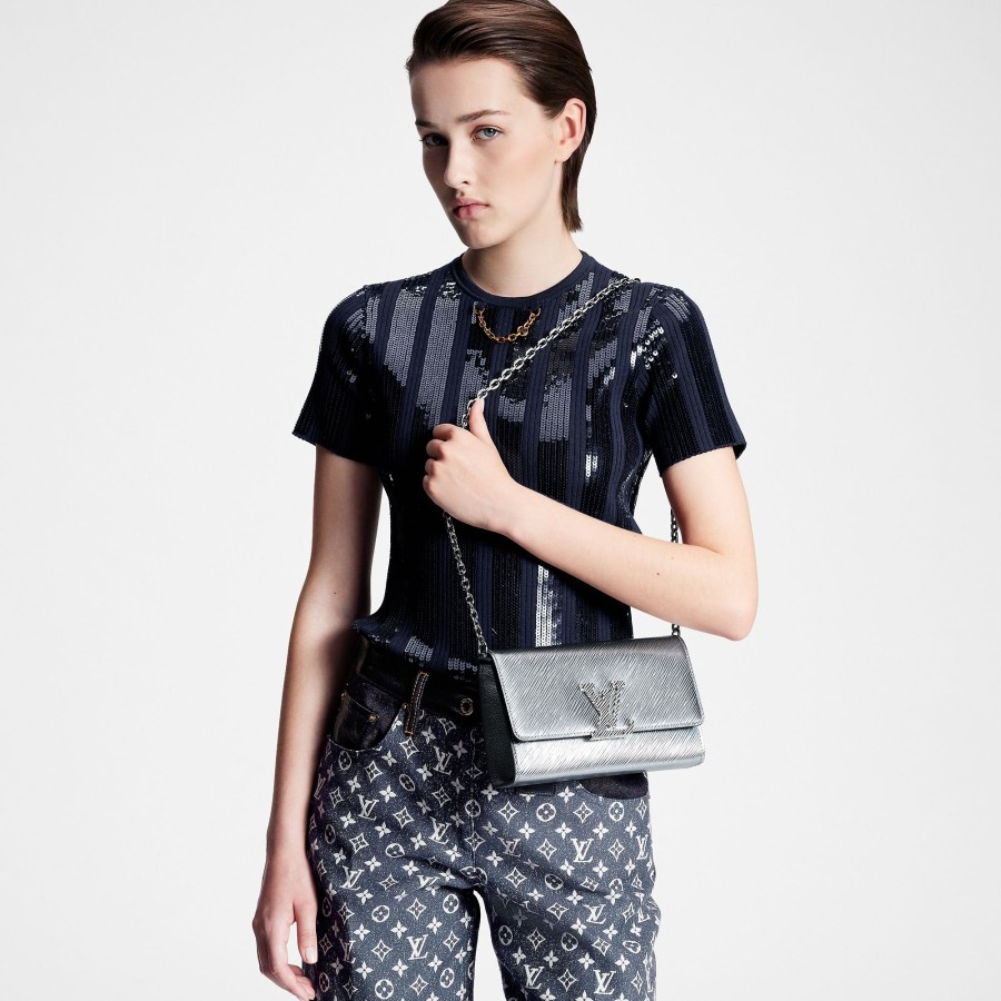 Women Louis Vuitton Leather Bags | Pochette Louise Silver