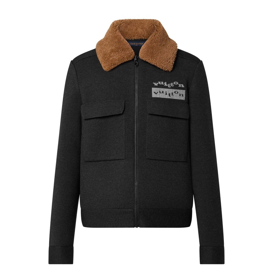 Men Louis Vuitton Coats And Outerwear | Knit Blouson With Shearling Collar