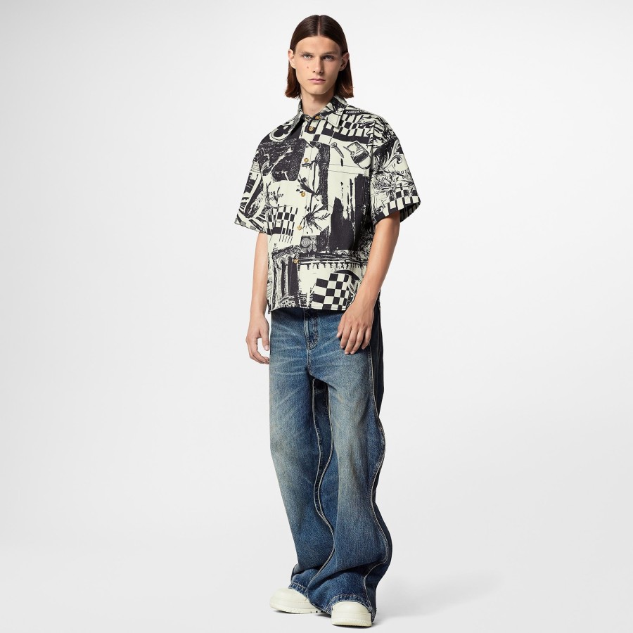 Men Louis Vuitton Shirts | Short-Sleeved Denim Shirt