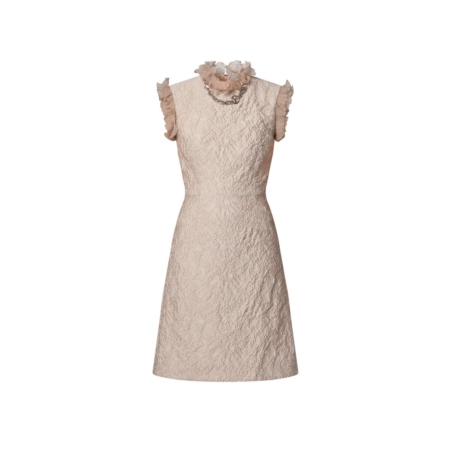 Women Louis Vuitton Dresses | Fin Flounce Jacquard Dress Chalk