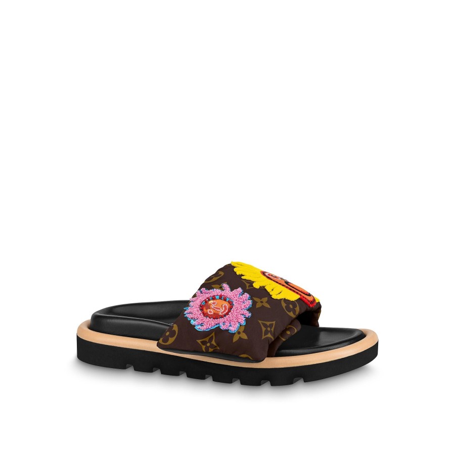 Women Louis Vuitton Mules And Slides | Lv X Yk Pool Pillow Flat Comfort Mule