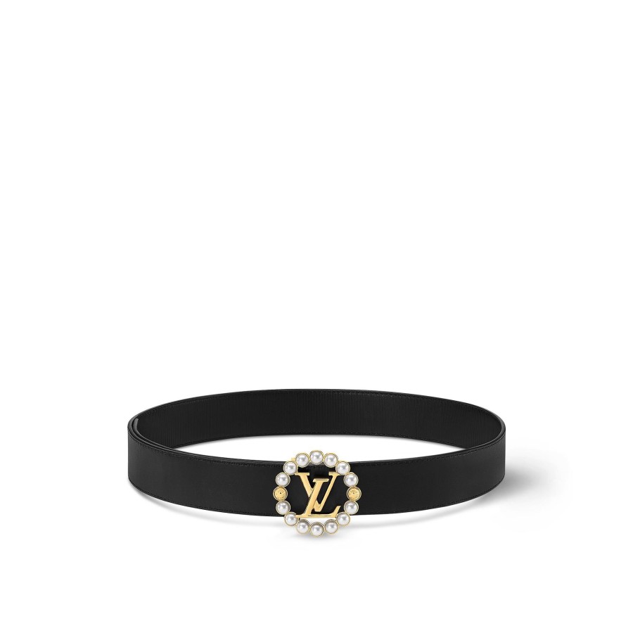 Women Louis Vuitton Belts | Lv Circle Pearl 35Mm Reversible Belt