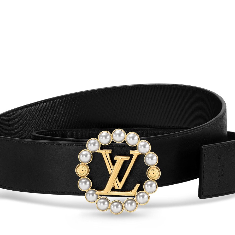 Women Louis Vuitton Belts | Lv Circle Pearl 35Mm Reversible Belt