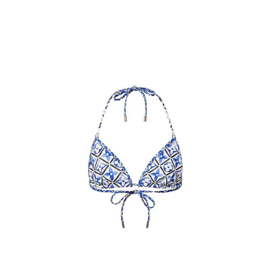 Women Louis Vuitton Swimwear | Monogram Flower Tile Bikini Top Blue