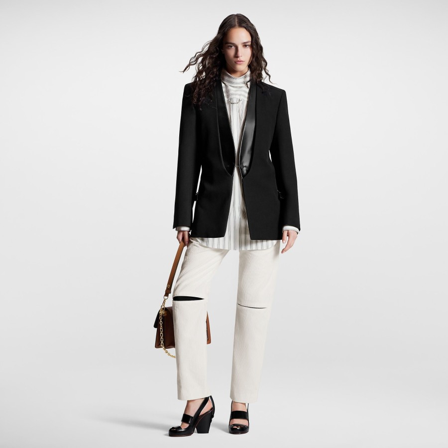 Women Louis Vuitton Coats And Jackets | Leather Lapel Blazer