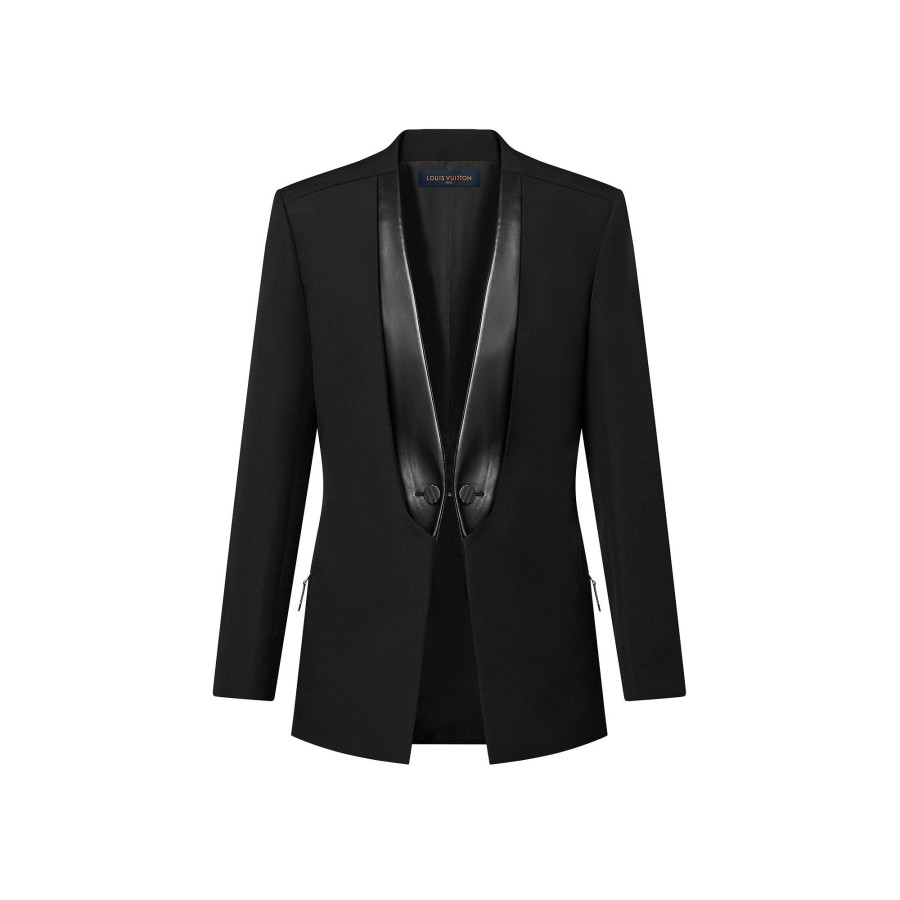 Women Louis Vuitton Coats And Jackets | Leather Lapel Blazer