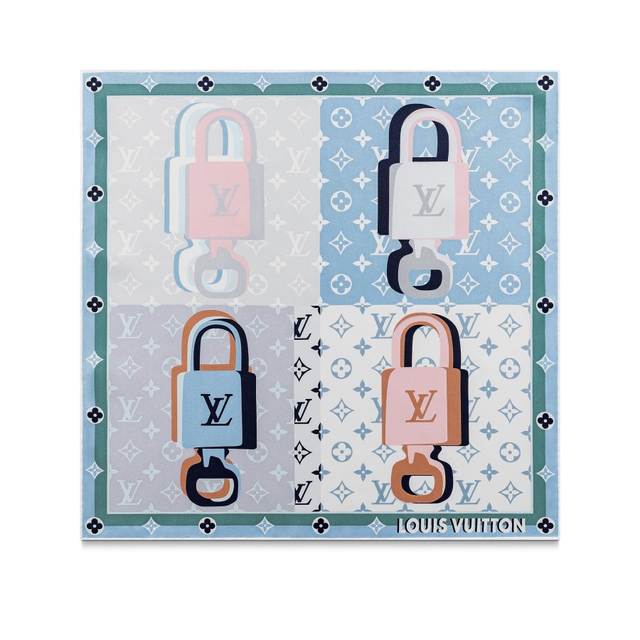 Women Louis Vuitton Silk Squares And Bandeaus | Lv Unlocked Square 45 Light Blue