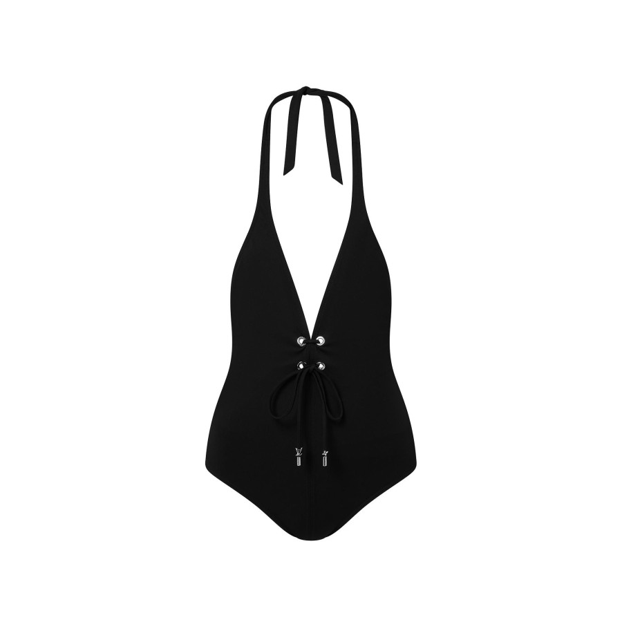 Women Louis Vuitton Swimwear | Lace Front One-Piece Swimsuit Black