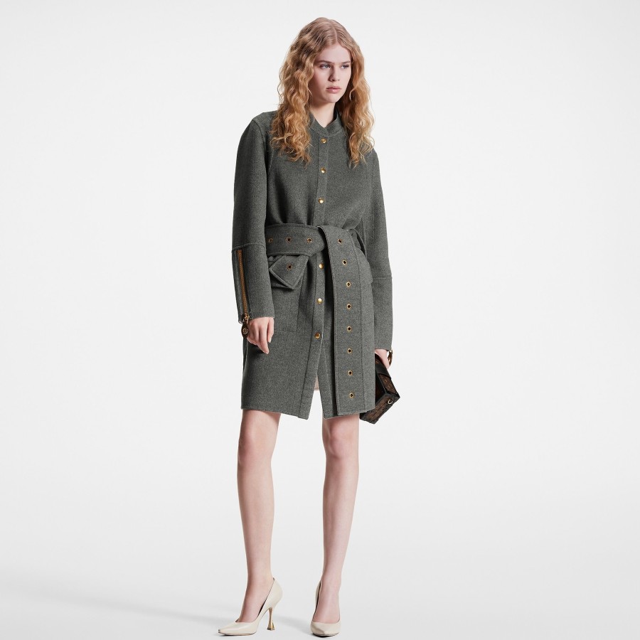 Women Louis Vuitton Coats And Jackets | Belted Pinstripe Topstitch Coat