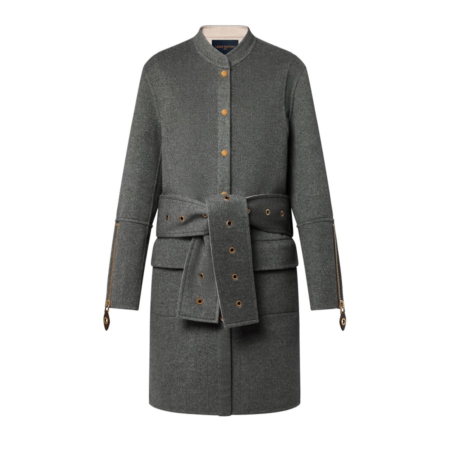 Women Louis Vuitton Coats And Jackets | Belted Pinstripe Topstitch Coat