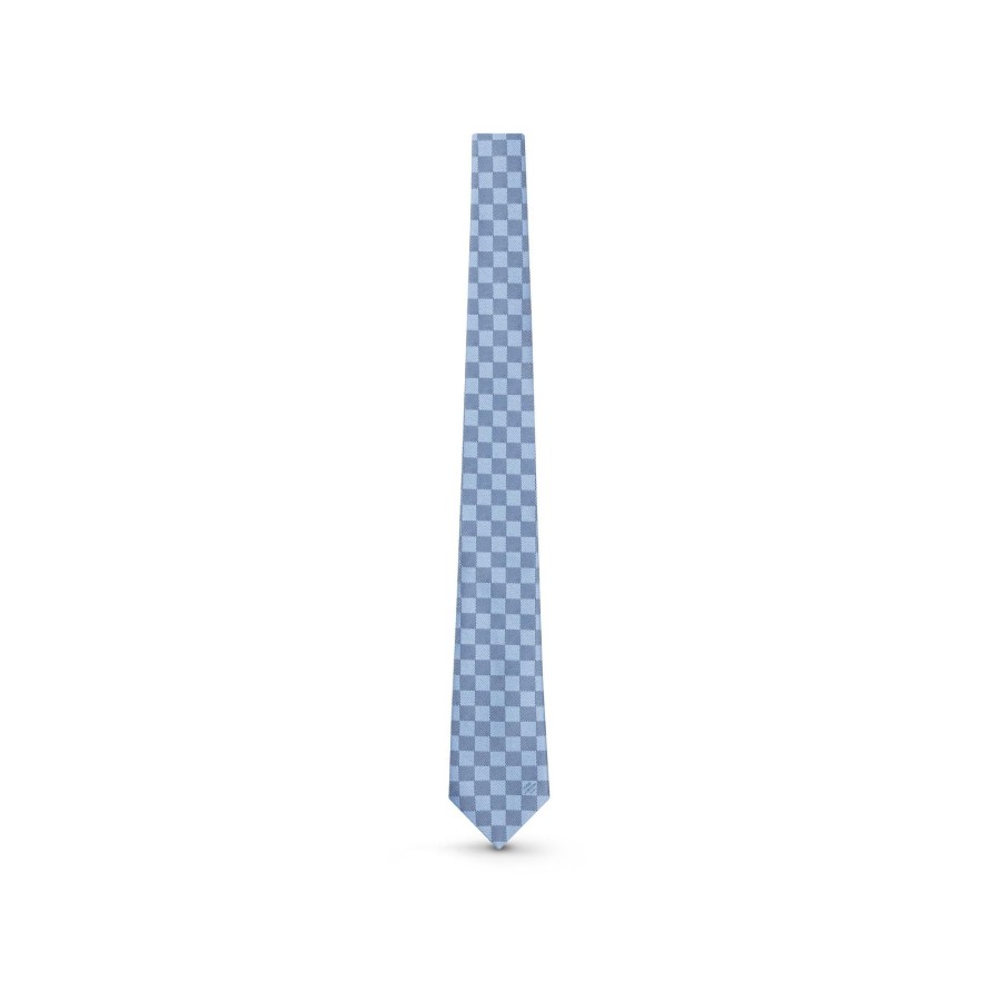 Men Louis Vuitton Ties And Pocket Squares | Damier Classique Tie Light Blue