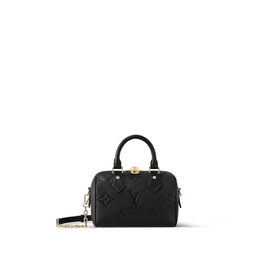 Women Louis Vuitton Leather Bags | Speedy Bandouliere 20 Black