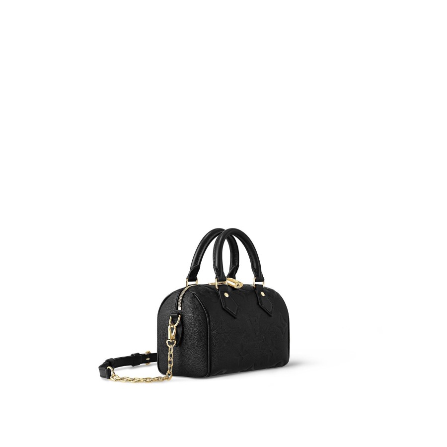 Women Louis Vuitton Leather Bags | Speedy Bandouliere 20 Black