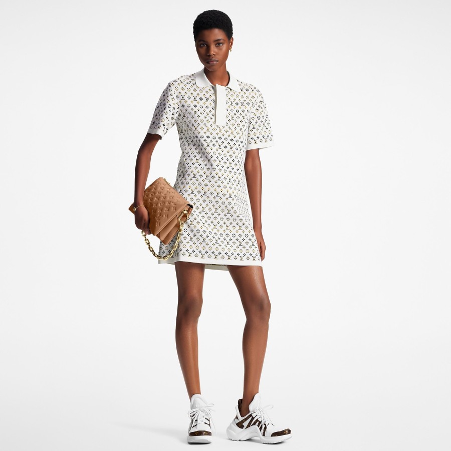 Women Louis Vuitton Dresses | Python-Effect Monogram Jacquard Polo Dress