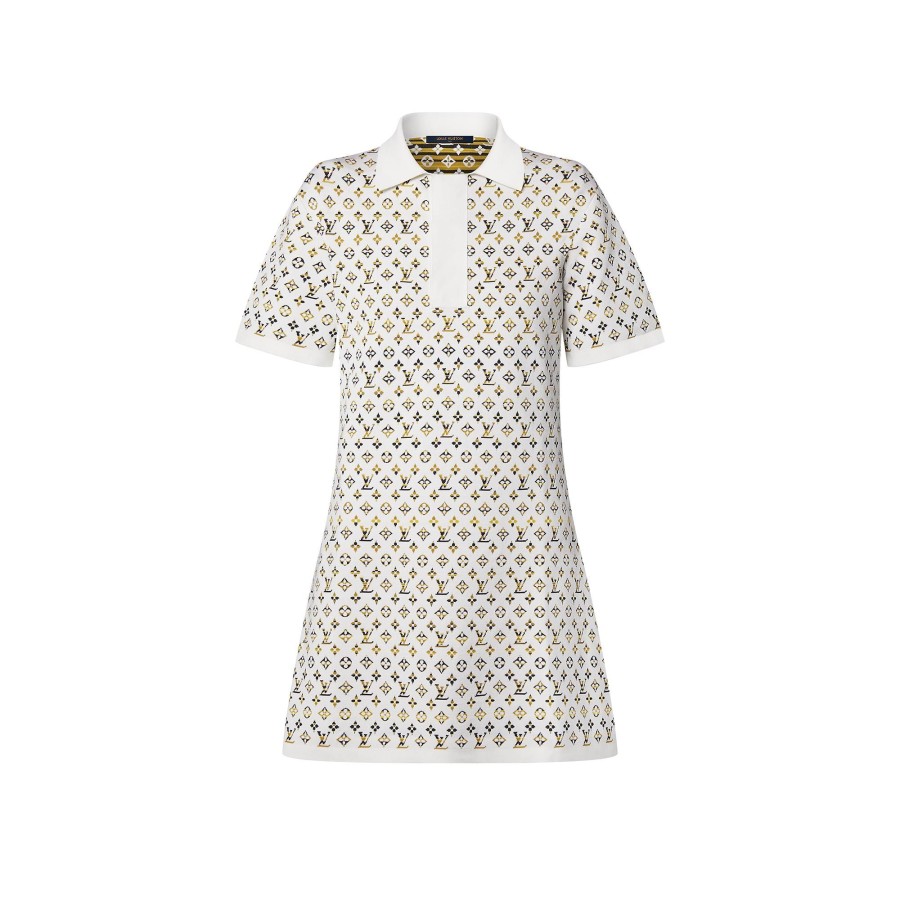 Women Louis Vuitton Dresses | Python-Effect Monogram Jacquard Polo Dress