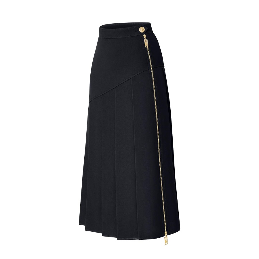 Women Louis Vuitton Skirts And Shorts | Asymmetrical Pleat Crepe Midi Skirt