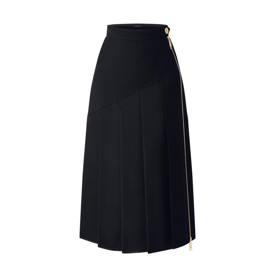 Women Louis Vuitton Skirts And Shorts | Asymmetrical Pleat Crepe Midi Skirt