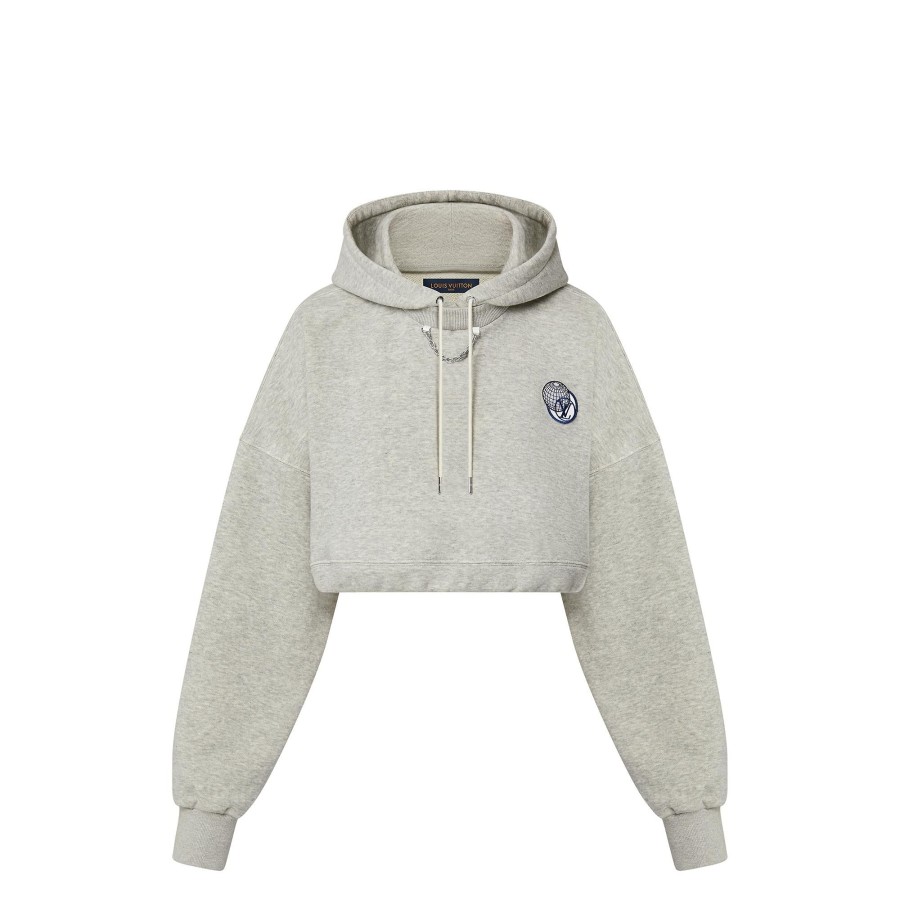 Women Louis Vuitton Knitwear | Lv Globe Cropped Hoodie