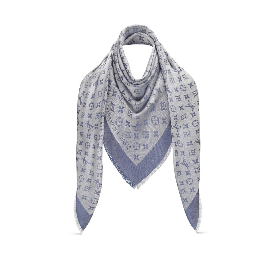 Women Louis Vuitton Shawls And Stoles | Monogram Denim Shawl Light Blue