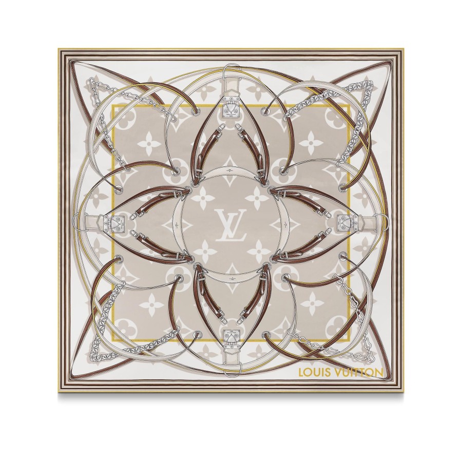 Women Louis Vuitton Silk Squares And Bandeaus | Ultimate Monogram Square 90 Beige Clair