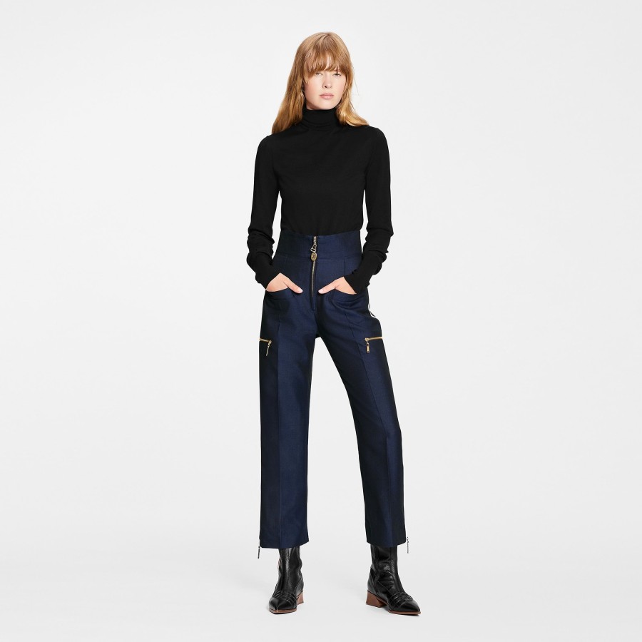 Women Louis Vuitton Pants | Contrast Seam Mohair Pants