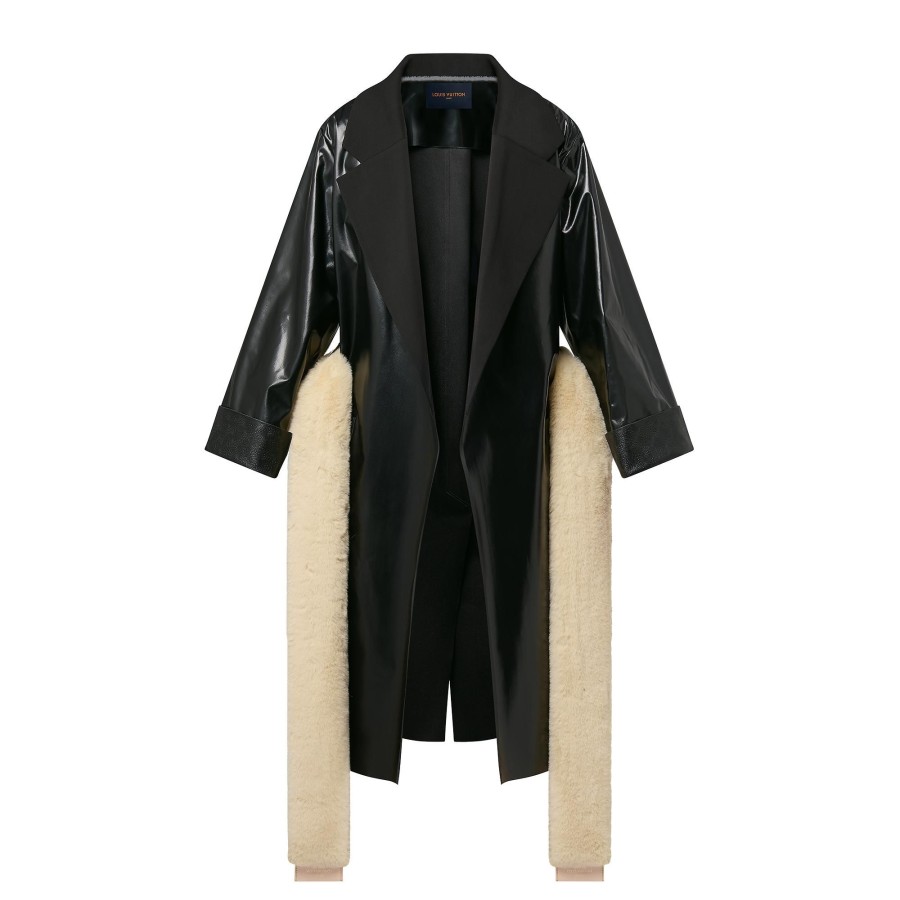 Women Louis Vuitton Coats And Jackets | Contrast Lapel Vinyl Coat