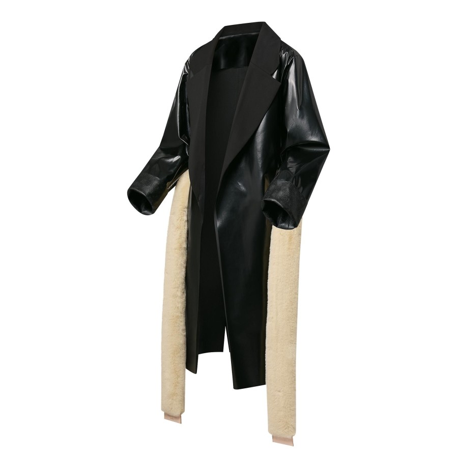 Women Louis Vuitton Coats And Jackets | Contrast Lapel Vinyl Coat