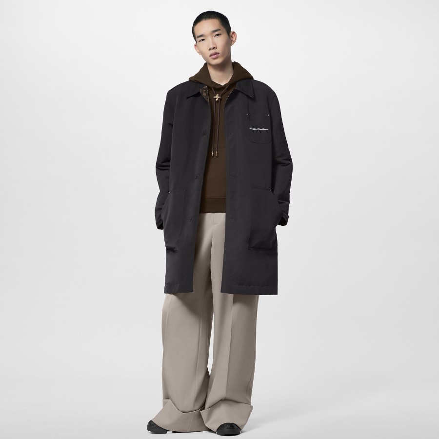 Men Louis Vuitton Coats And Outerwear | Single-Breasted Reversible Technical Cotton Coat