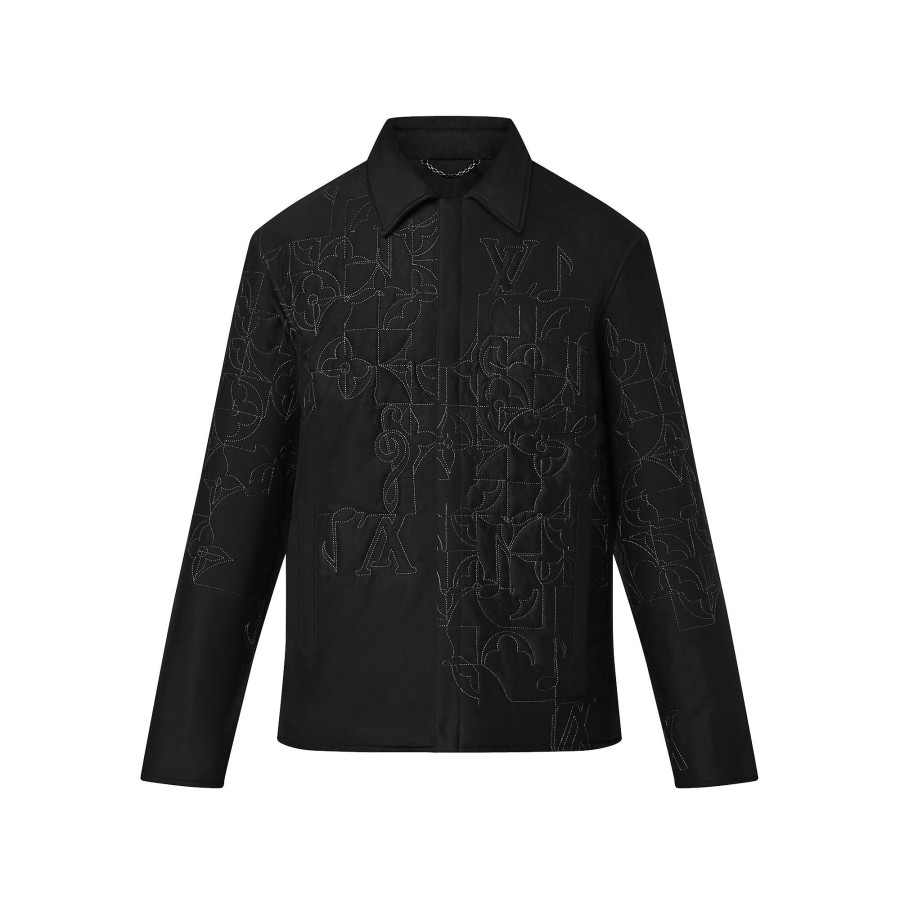 Men Louis Vuitton Coats And Outerwear | Lv Music Line Embroidered Quilted Overshirt