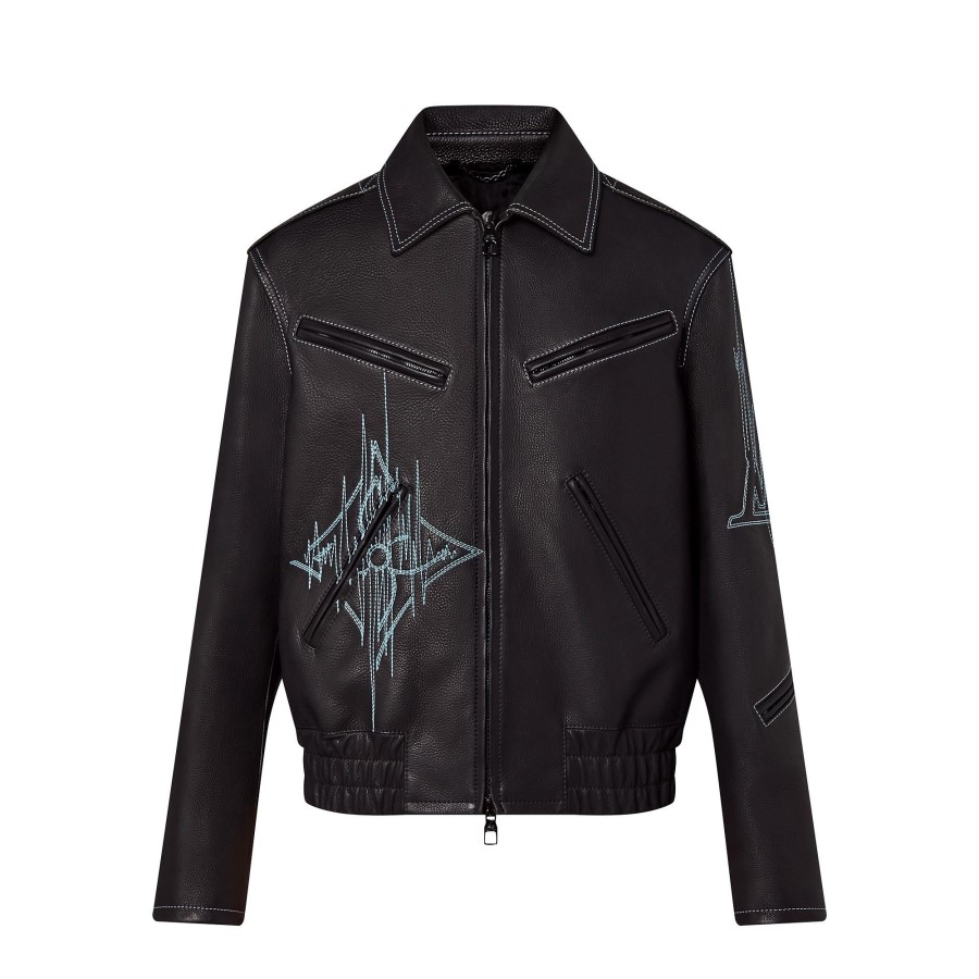 Men Louis Vuitton Coats And Outerwear | Lv Frequency Chic Leather Blouson