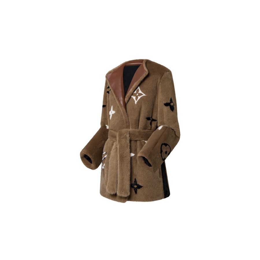 Women Louis Vuitton Coats And Jackets | Monogram Mink Wrap Coat