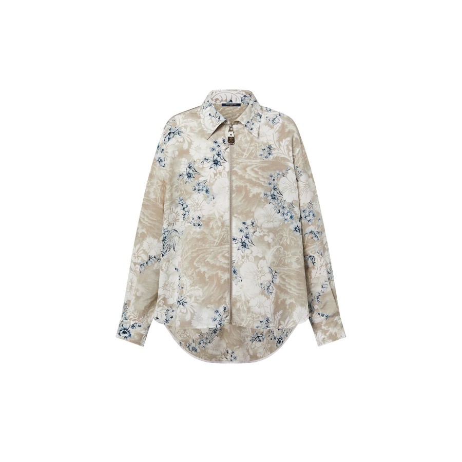 Women Louis Vuitton Tops | Tropical Print Zip-Up Shirt