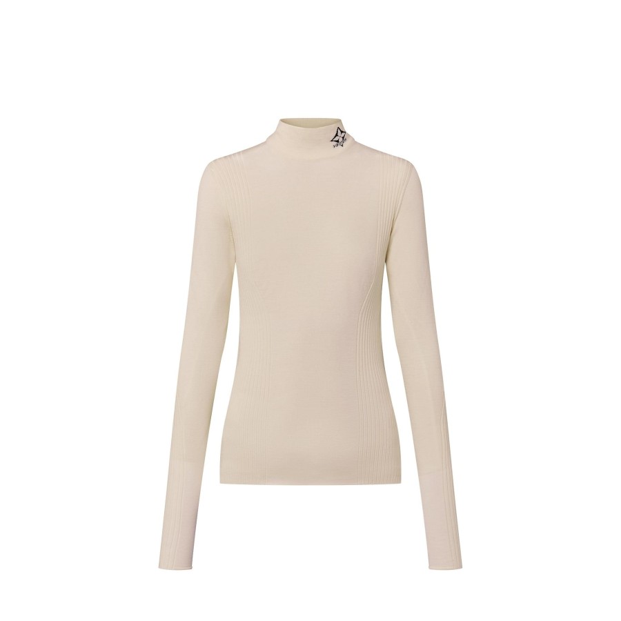 Women Louis Vuitton Knitwear | Ribbed Accent Pullover Milk White