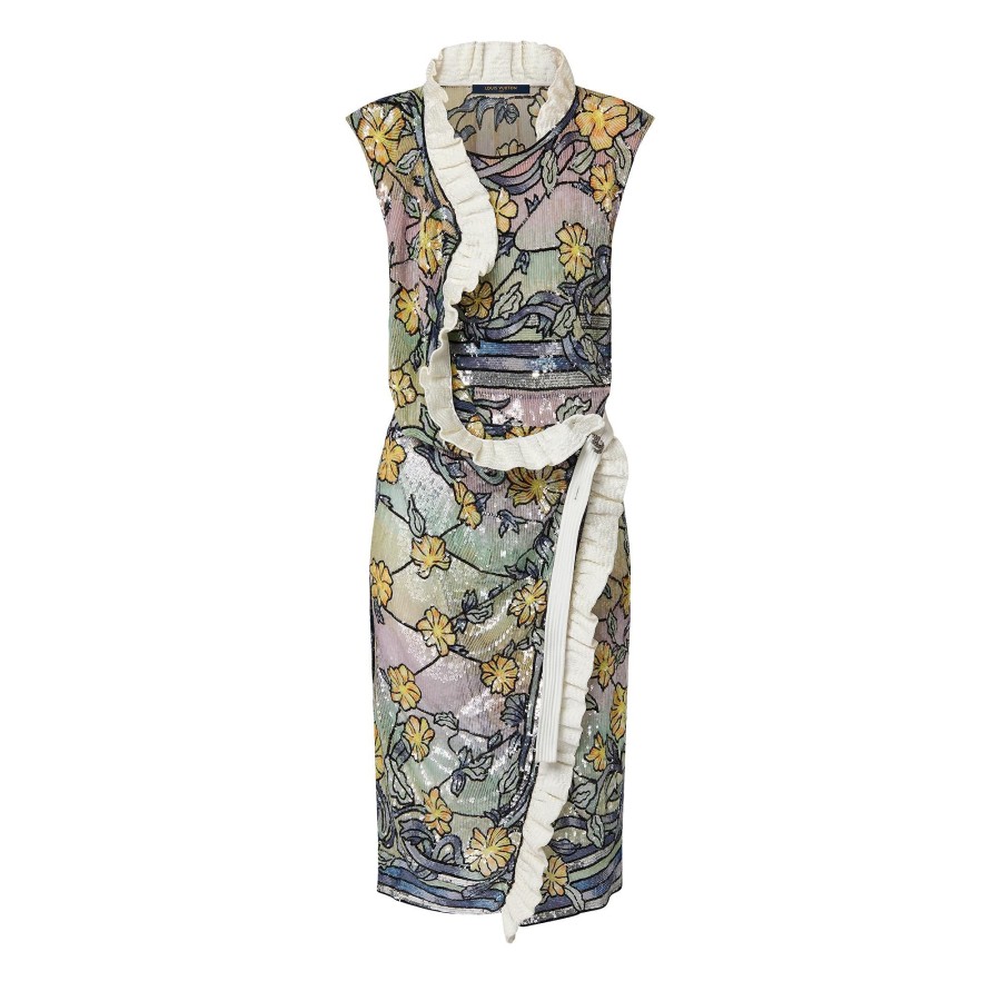 Women Louis Vuitton Dresses | Asnieres Sequin Ruffle Trim Wrap Dress