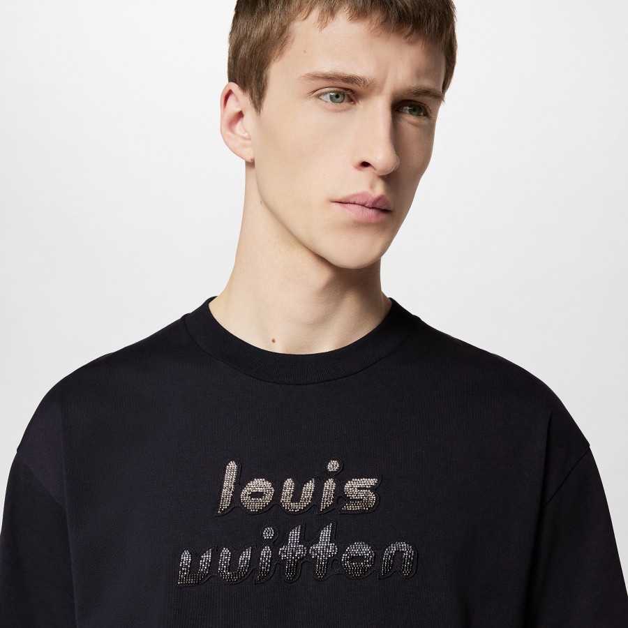 Men Louis Vuitton T-Shirts And Polos | Bead-Embroidered Cotton T-Shirt