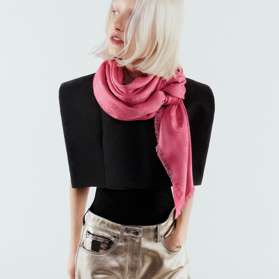 Women Louis Vuitton Shawls And Stoles | Monogram Classic Shawl Velvet Rose