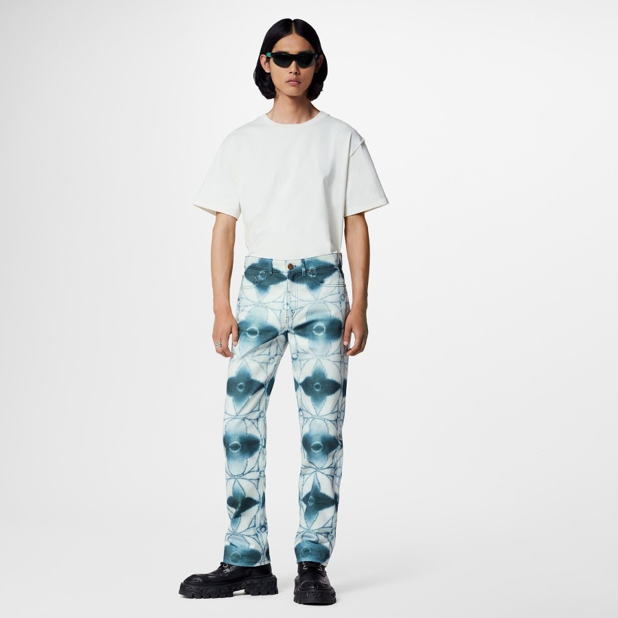 Men Louis Vuitton Pants | Monogram Shibori Printed Denim Regular Pants