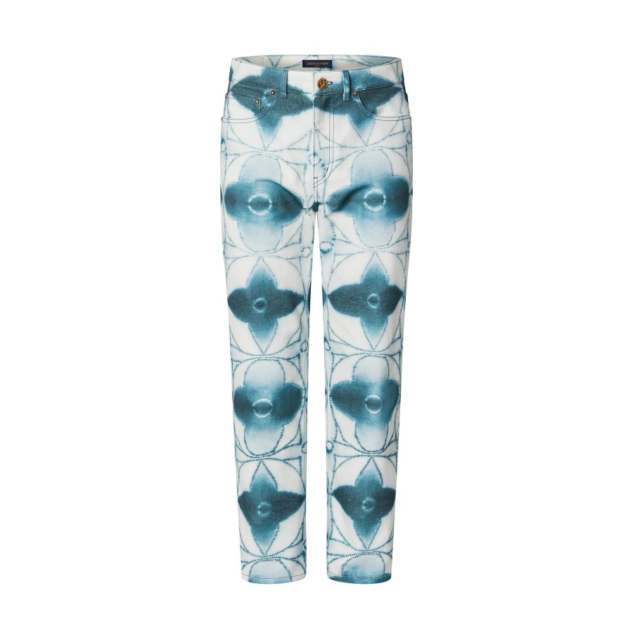 Men Louis Vuitton Pants | Monogram Shibori Printed Denim Regular Pants