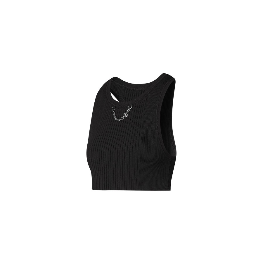 Women Louis Vuitton Knitwear | Ribbed Crop Top Black