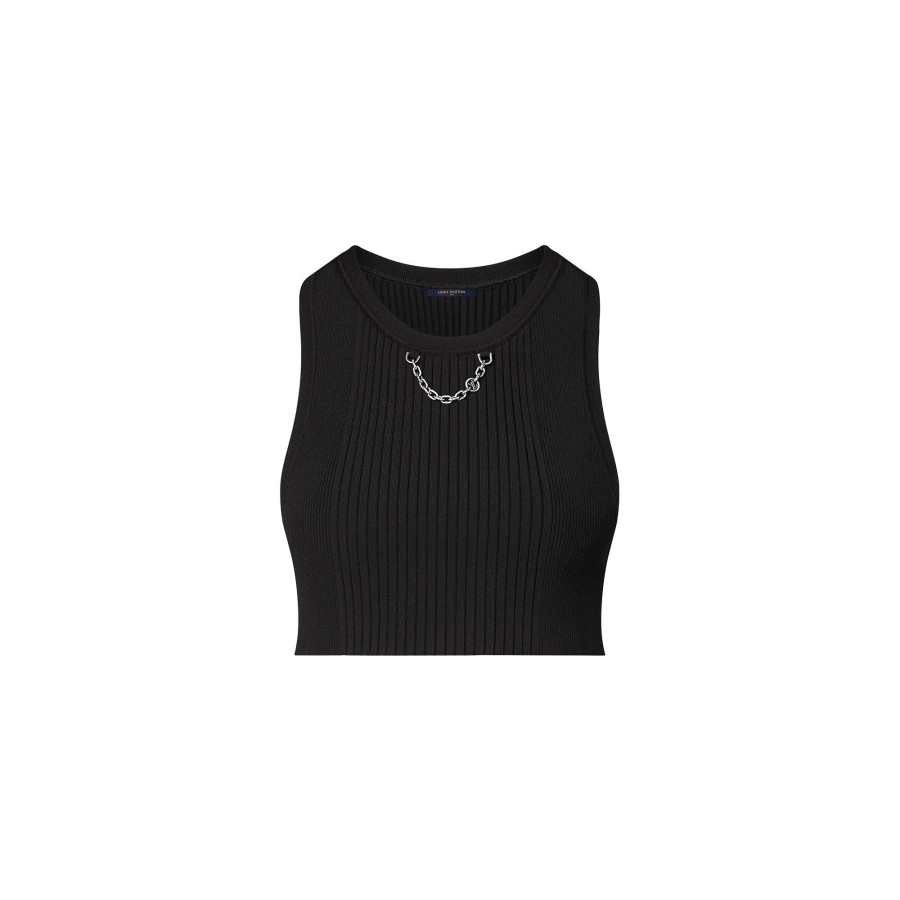 Women Louis Vuitton Knitwear | Ribbed Crop Top Black